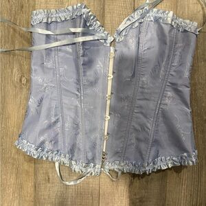 Amazon Light Blue Satin Floral Corset Top